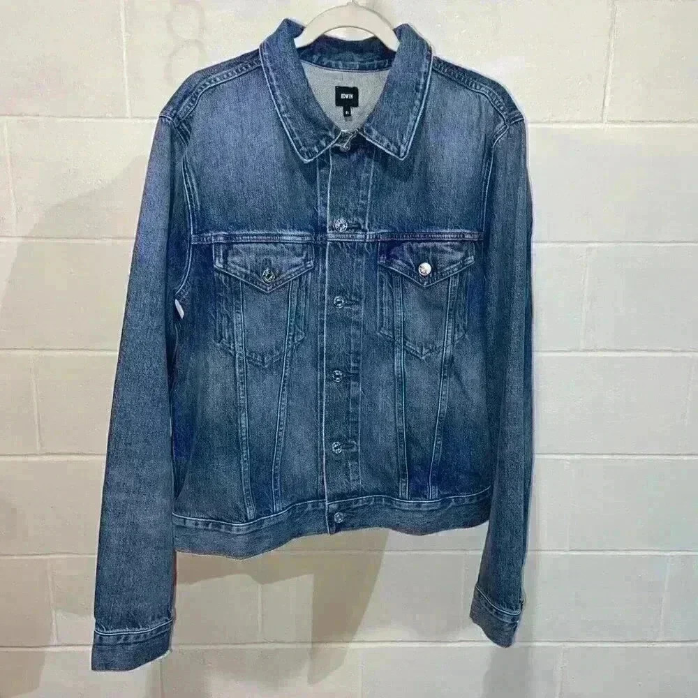 EDWIN Anthropologie Women's Clinton Denim Jacket XL Epic 80s Streetwear ‎ NWT